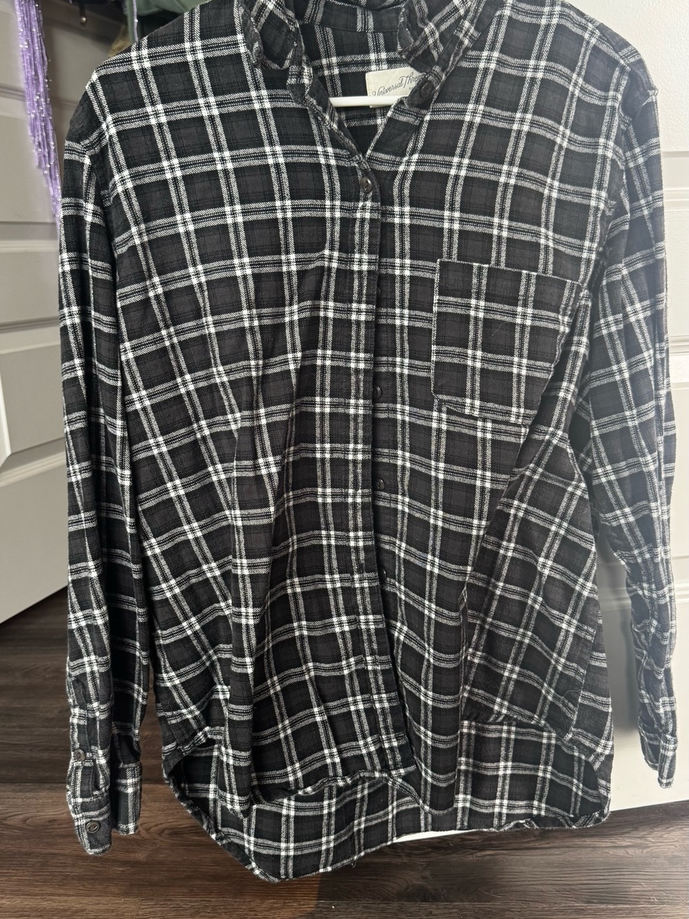 Universal Thread Black and White Plaid Button-Down Shirt